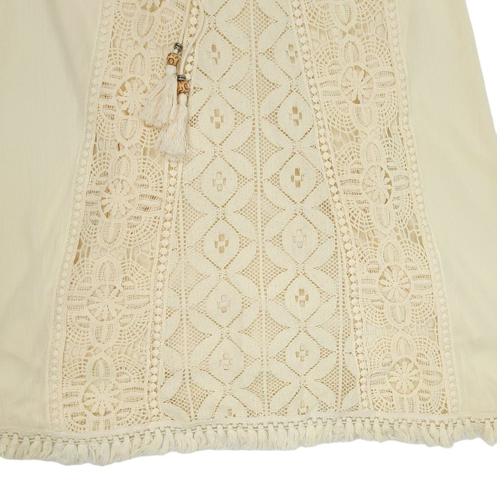 Altard State Lace MIni Dress Womens Size S Lined Sleeveless Fringe Boho Cream - Picture 9 of 14